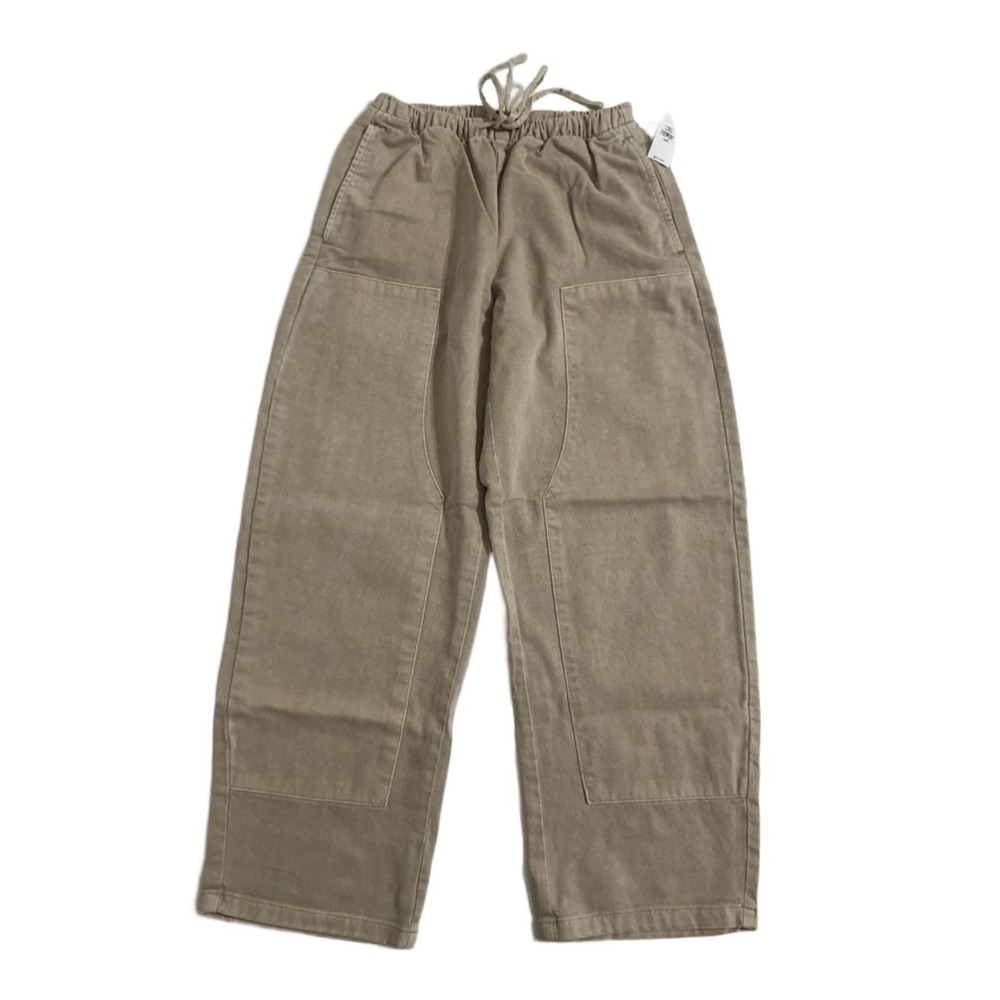 Gap Double Knee Barrel Pants Women's XXS Khaki Wicker Wide Leg Pull On NWT